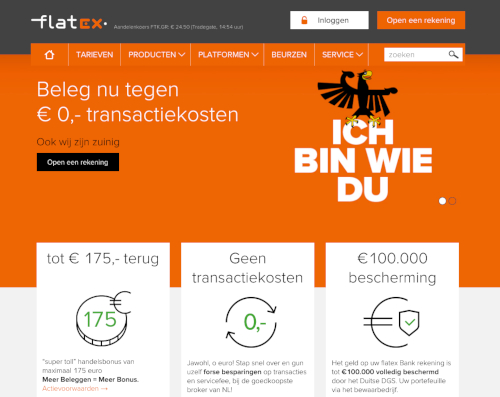 Website van Flatex, duitse broker zonder transactiekosten